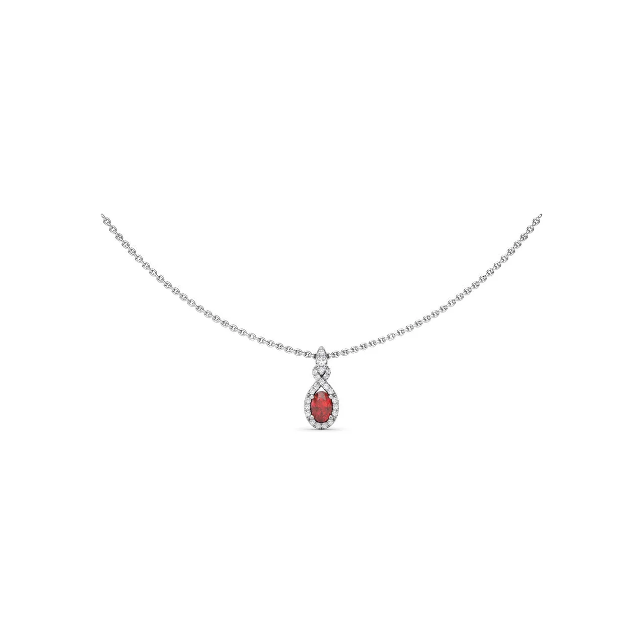 Love Knot Ruby and Diamond Pendant