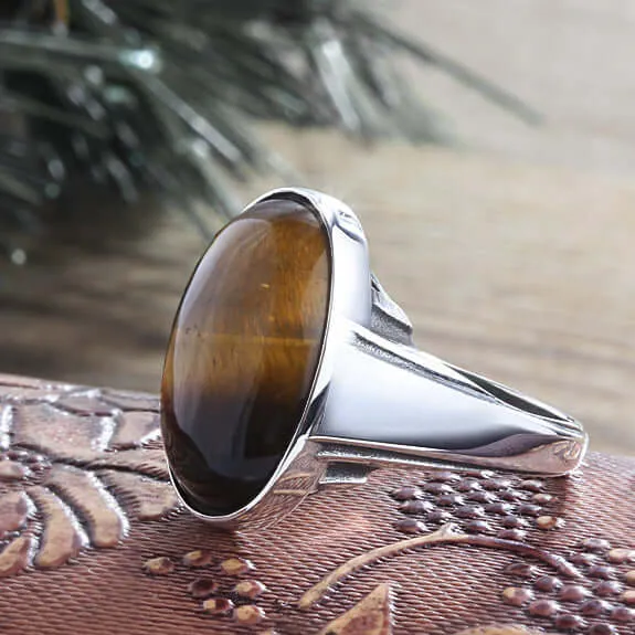 Male Stone Signet Ring in Sterling Silver Art Deco Jewelry