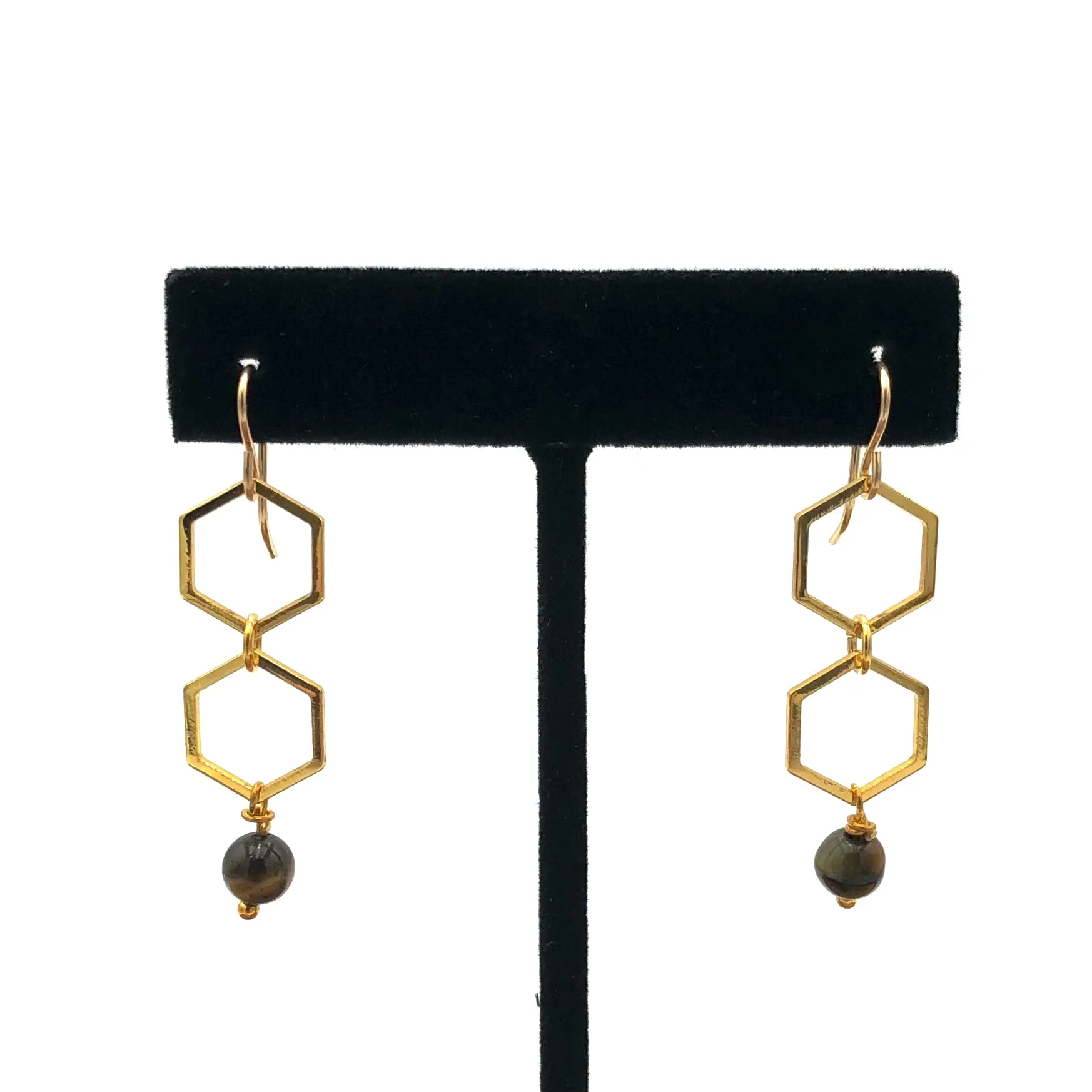 Marysa Sacerdote - Earrings - KINETIC Honeycomb (Tiger's Eye)