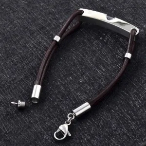 Men's Leather Bracelet with Zircon Crystal