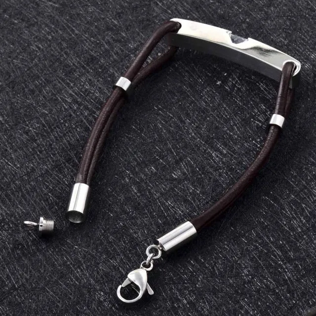 Men's Leather Bracelet with Zircon Crystal