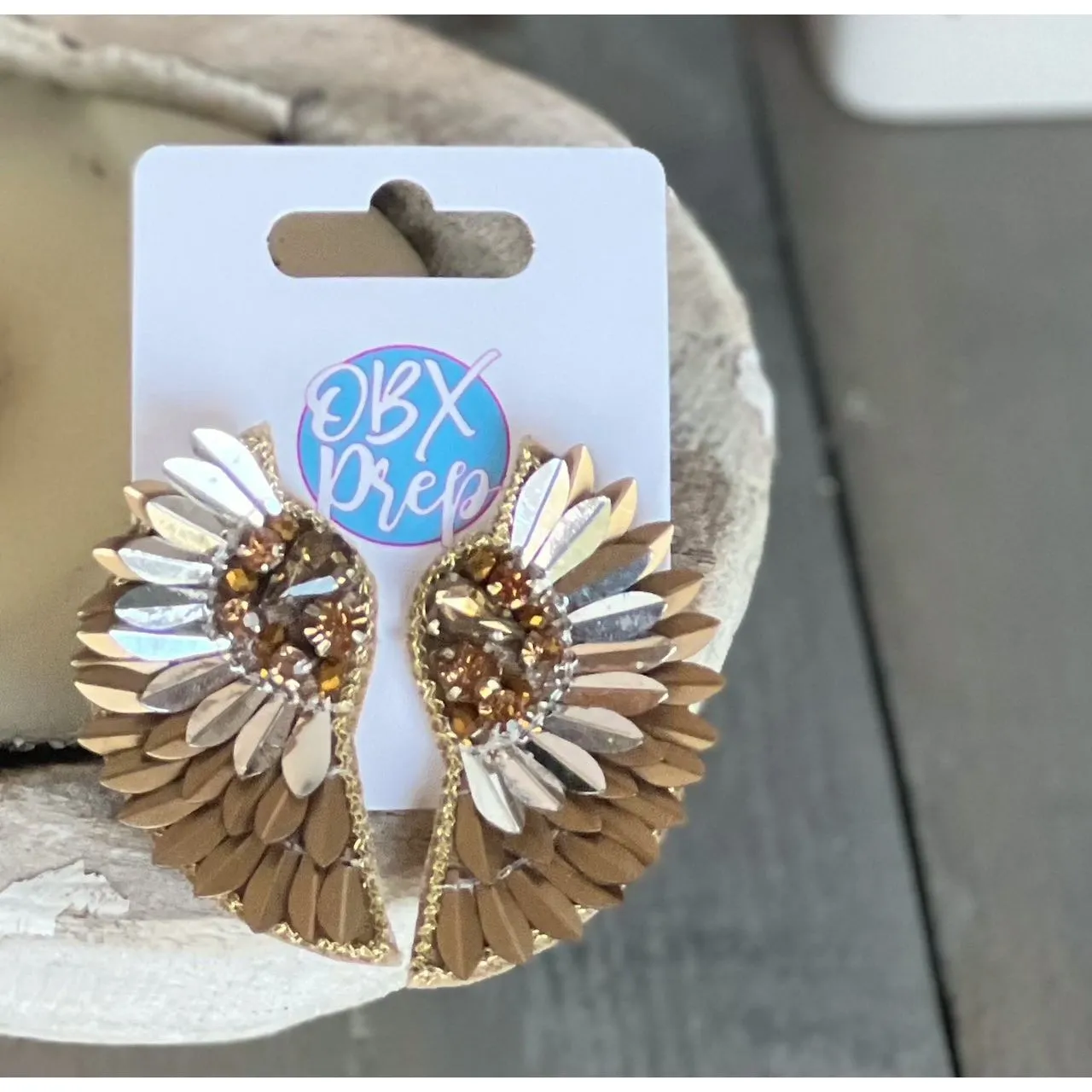 Metal Tone Wings Stud Earrings