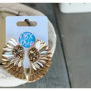 Metal Tone Wings Stud Earrings