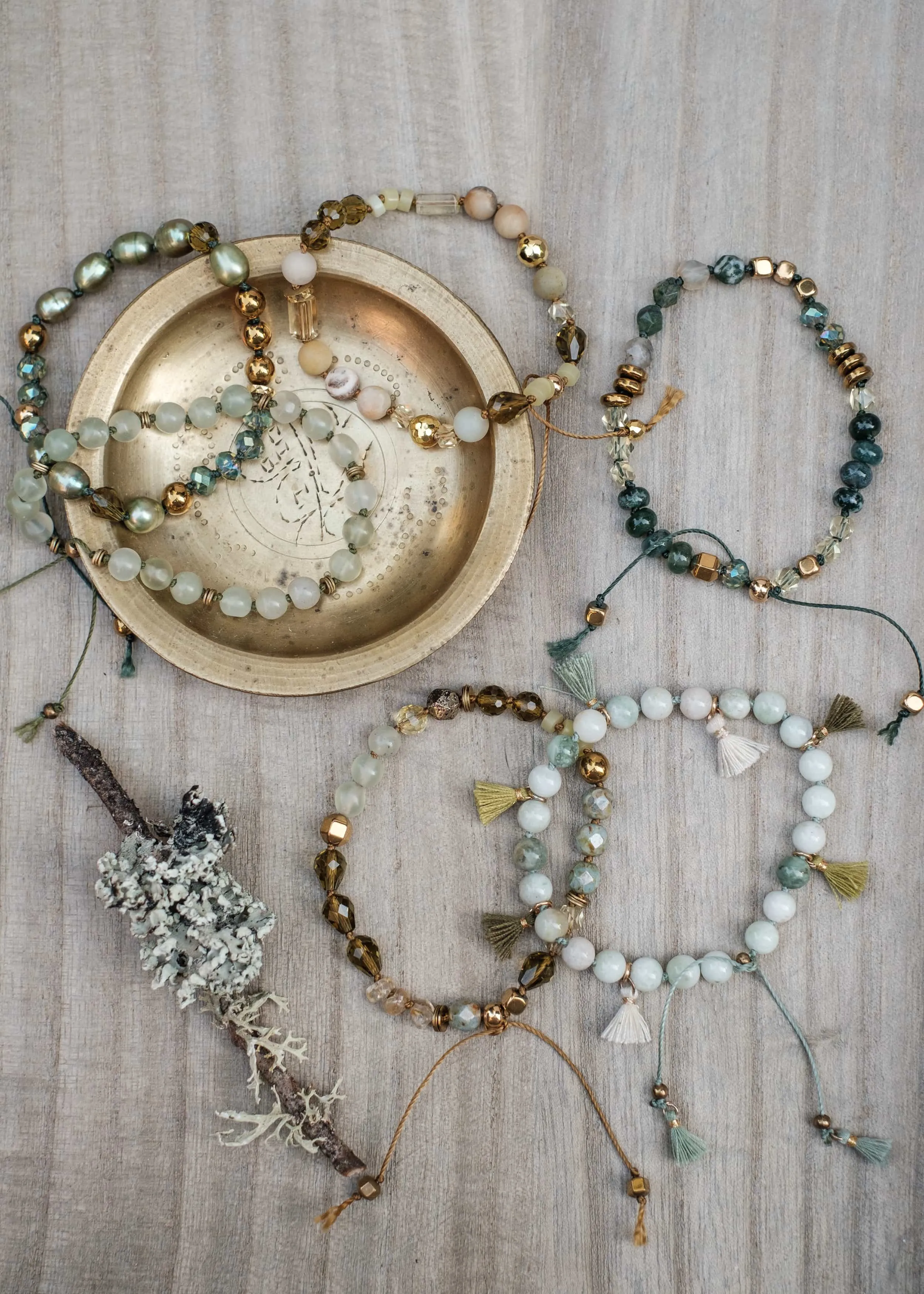 Mix Media Greens Bracelets