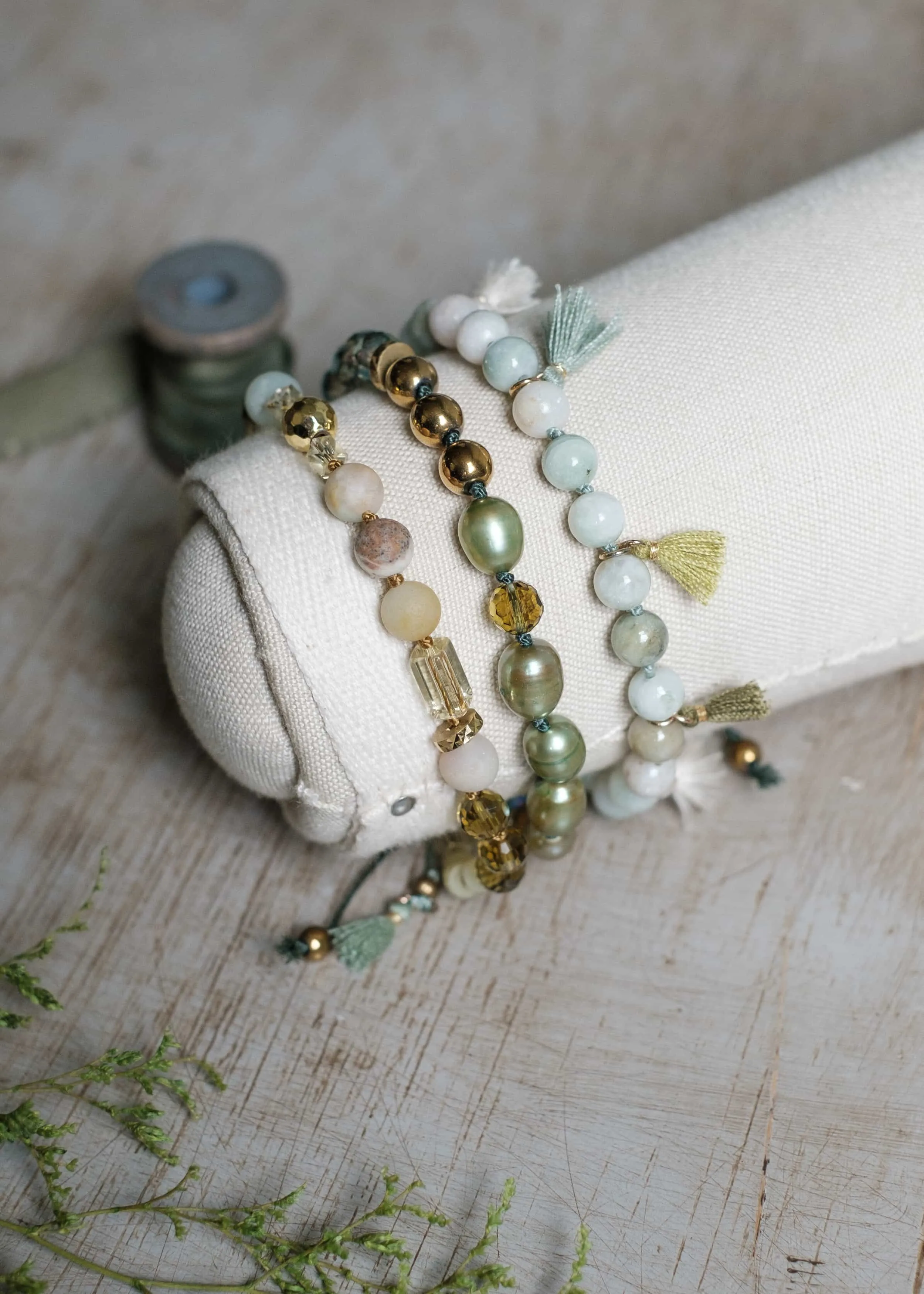 Mix Media Greens Bracelets