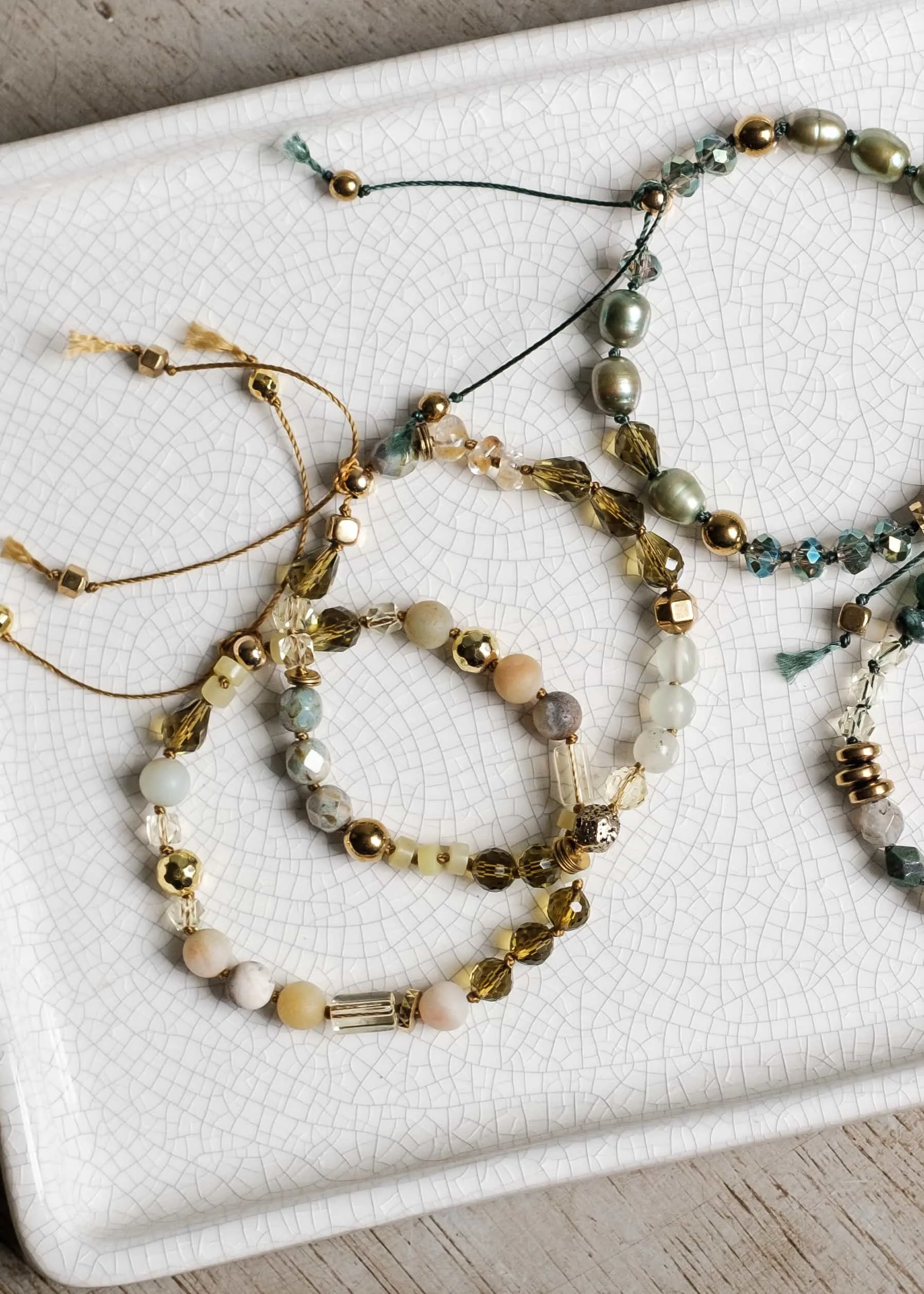 Mix Media Greens Bracelets