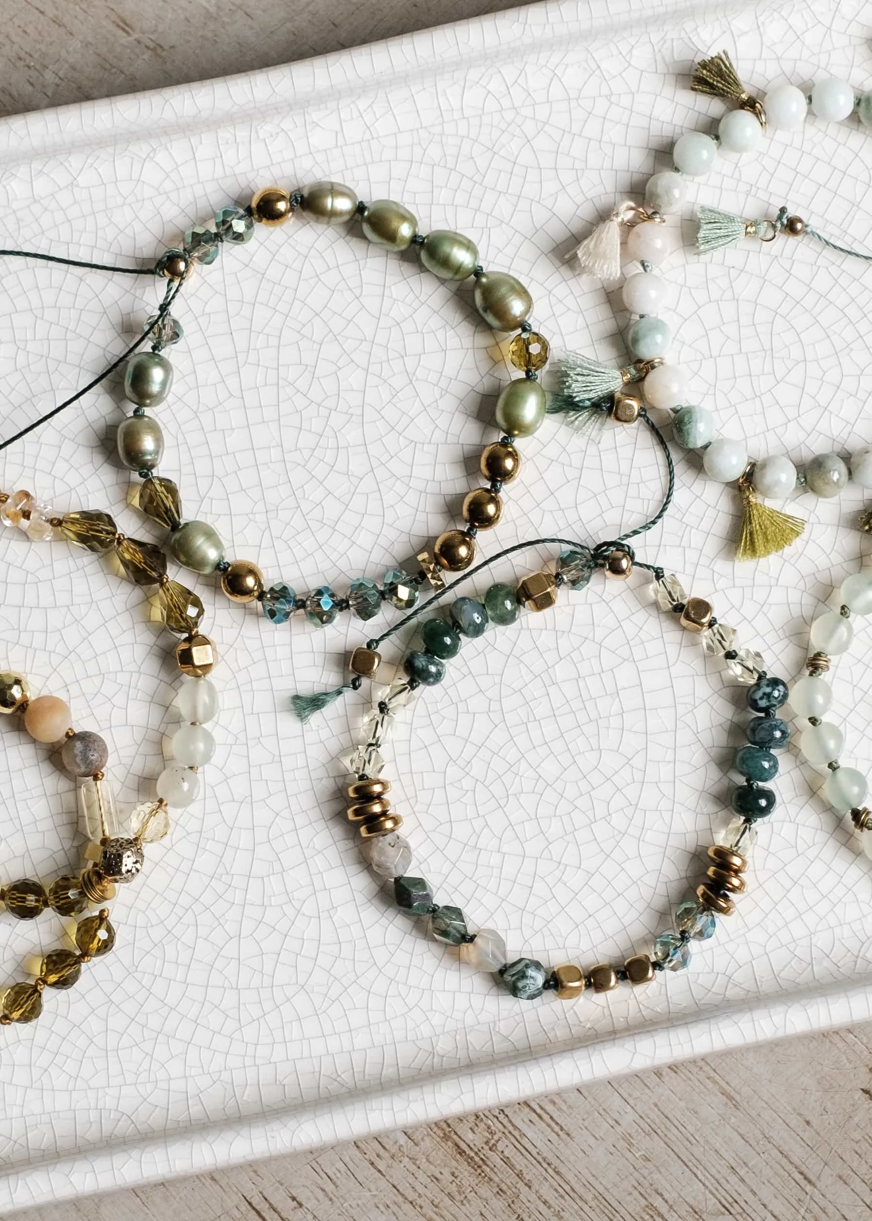 Mix Media Greens Bracelets