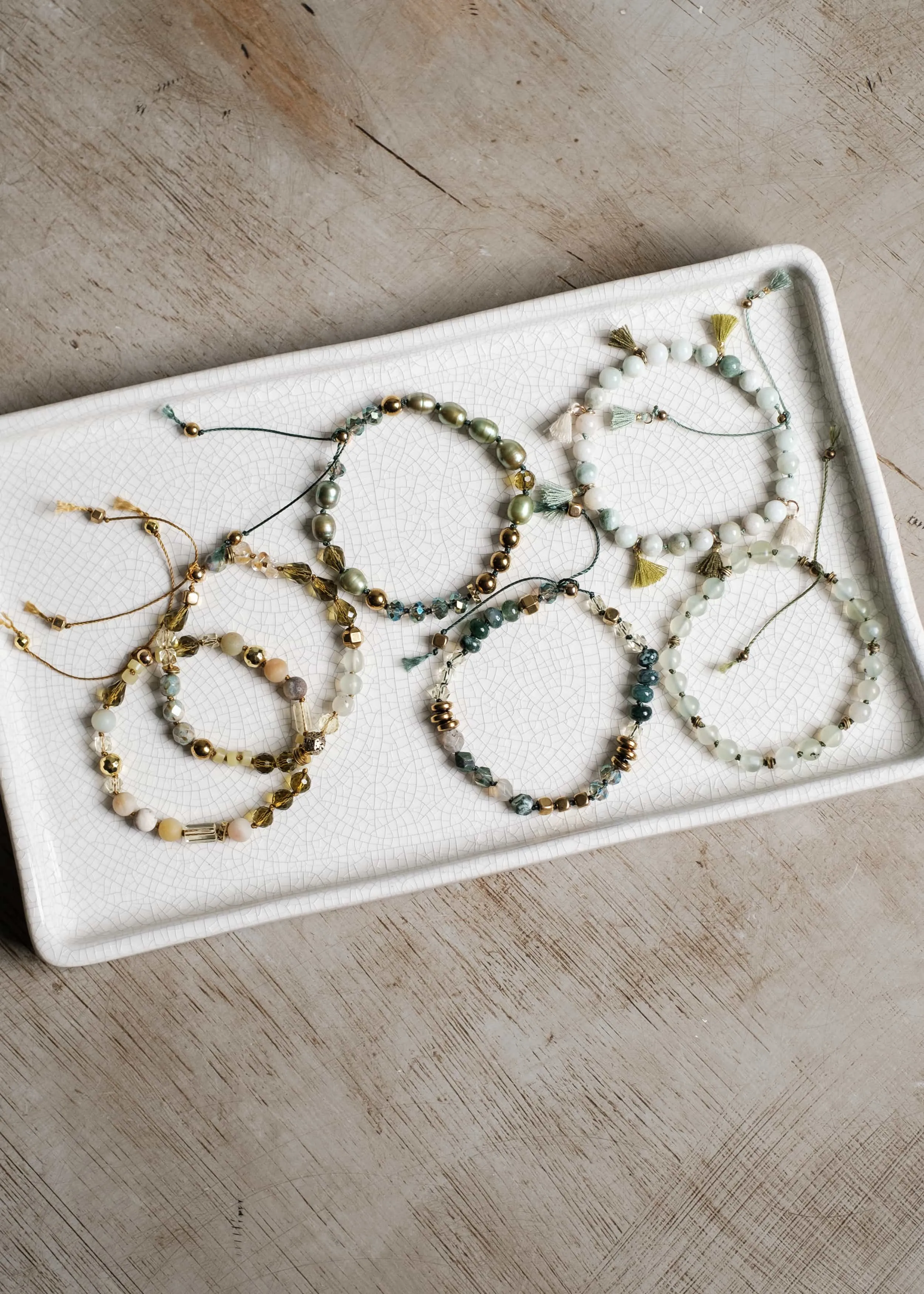 Mix Media Greens Bracelets