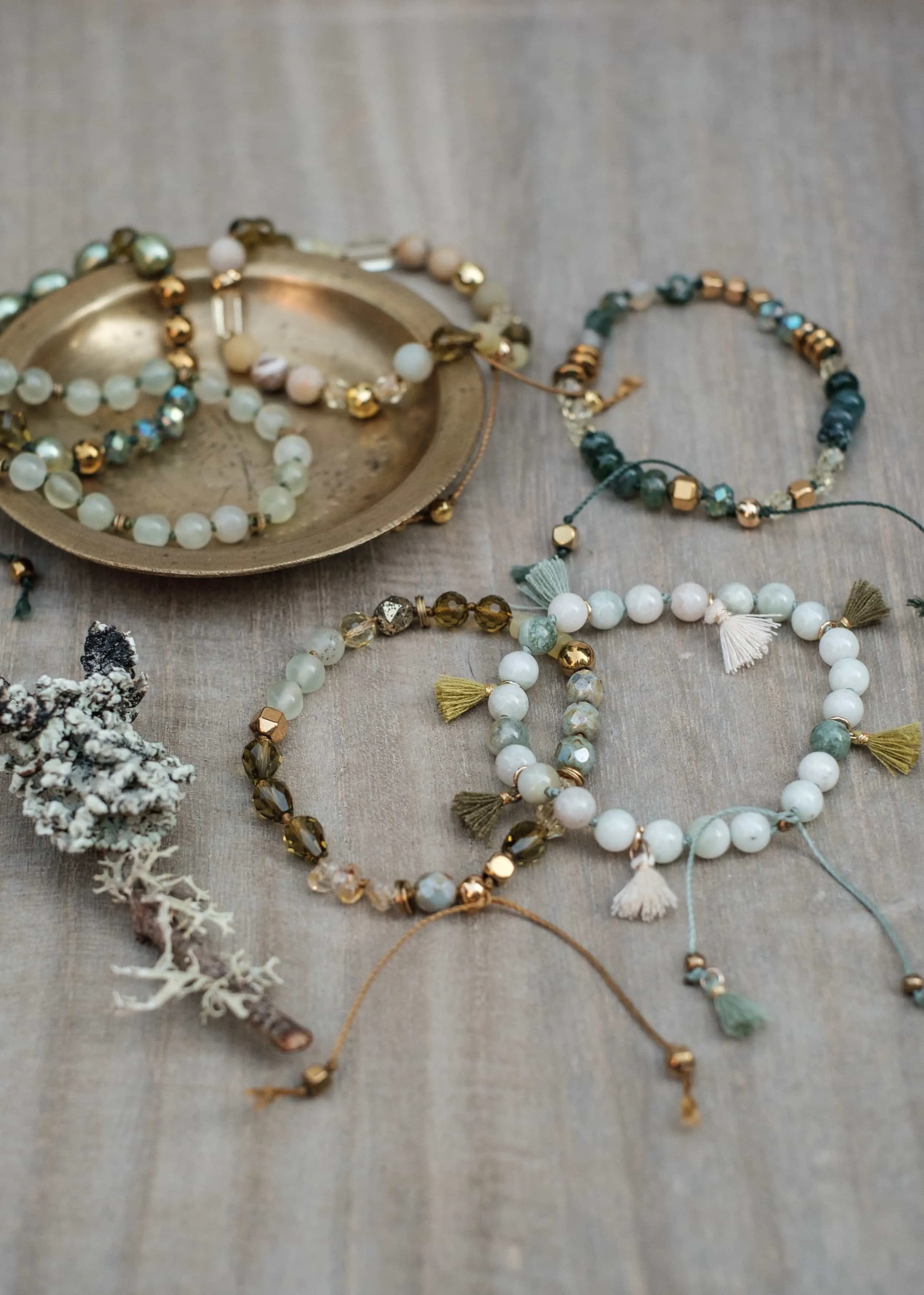 Mix Media Greens Bracelets
