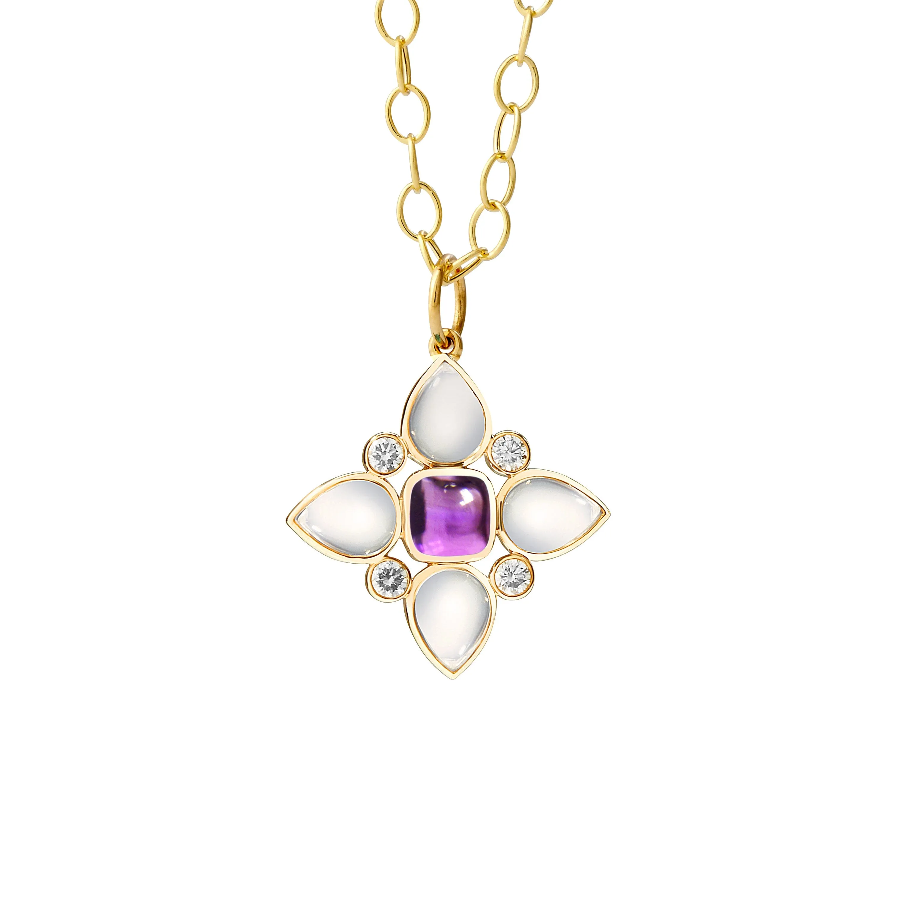 Mogul Moon Quartz Flower Pendant