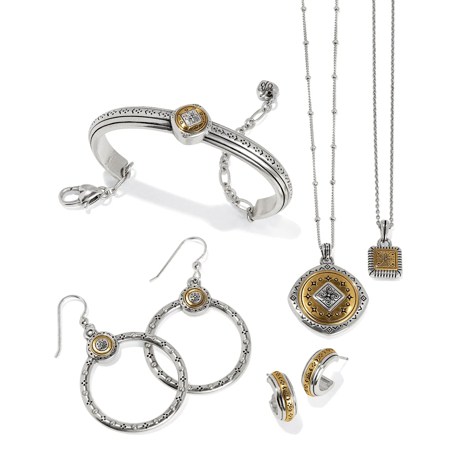 Mosaic Two Tone Pendant Necklace - JM7485