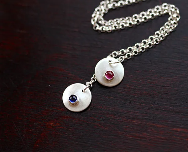Mother's Gemstone Personalized Pendant Necklace (S0342)