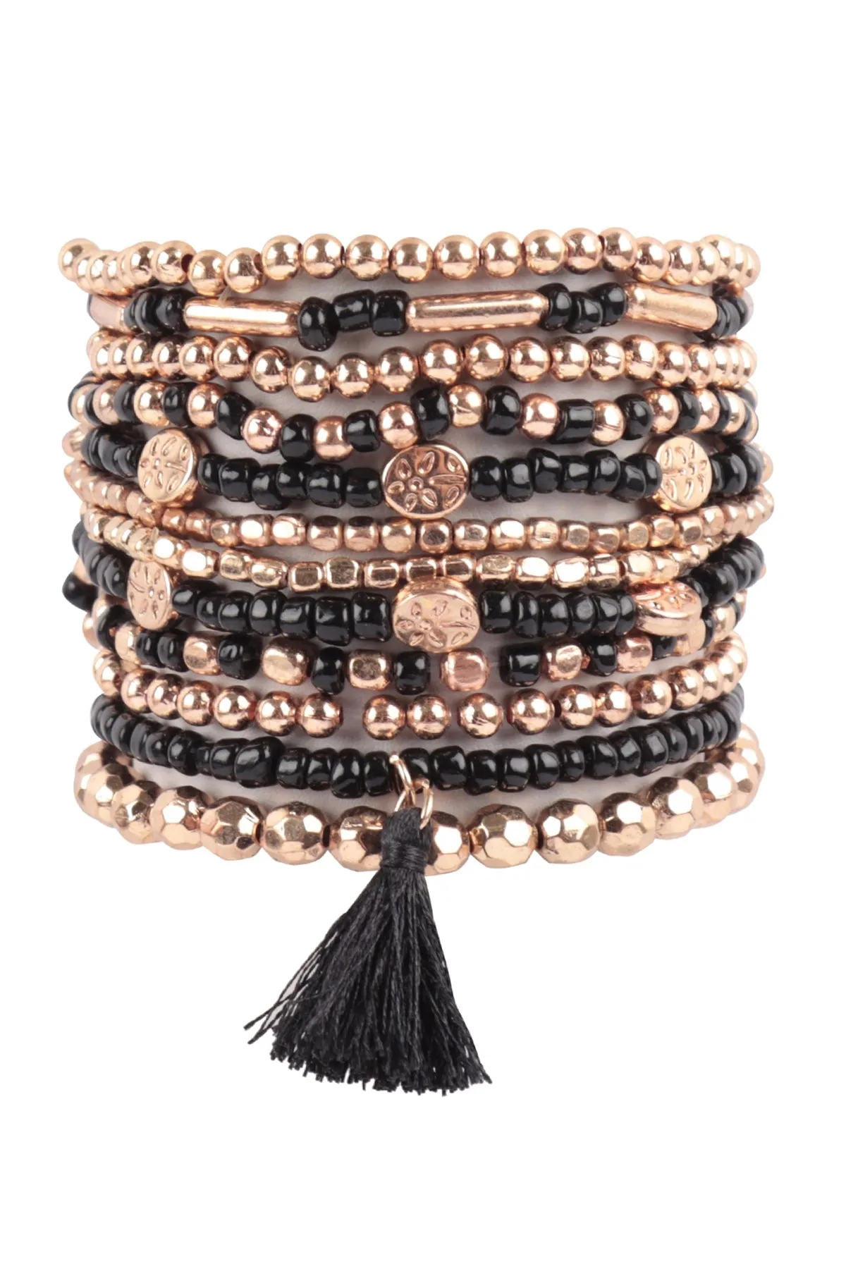 MULTI BEADS CCB TASSEL PENDANT LAYERED STACKABLE VERSATILE CHARM BRACELET
