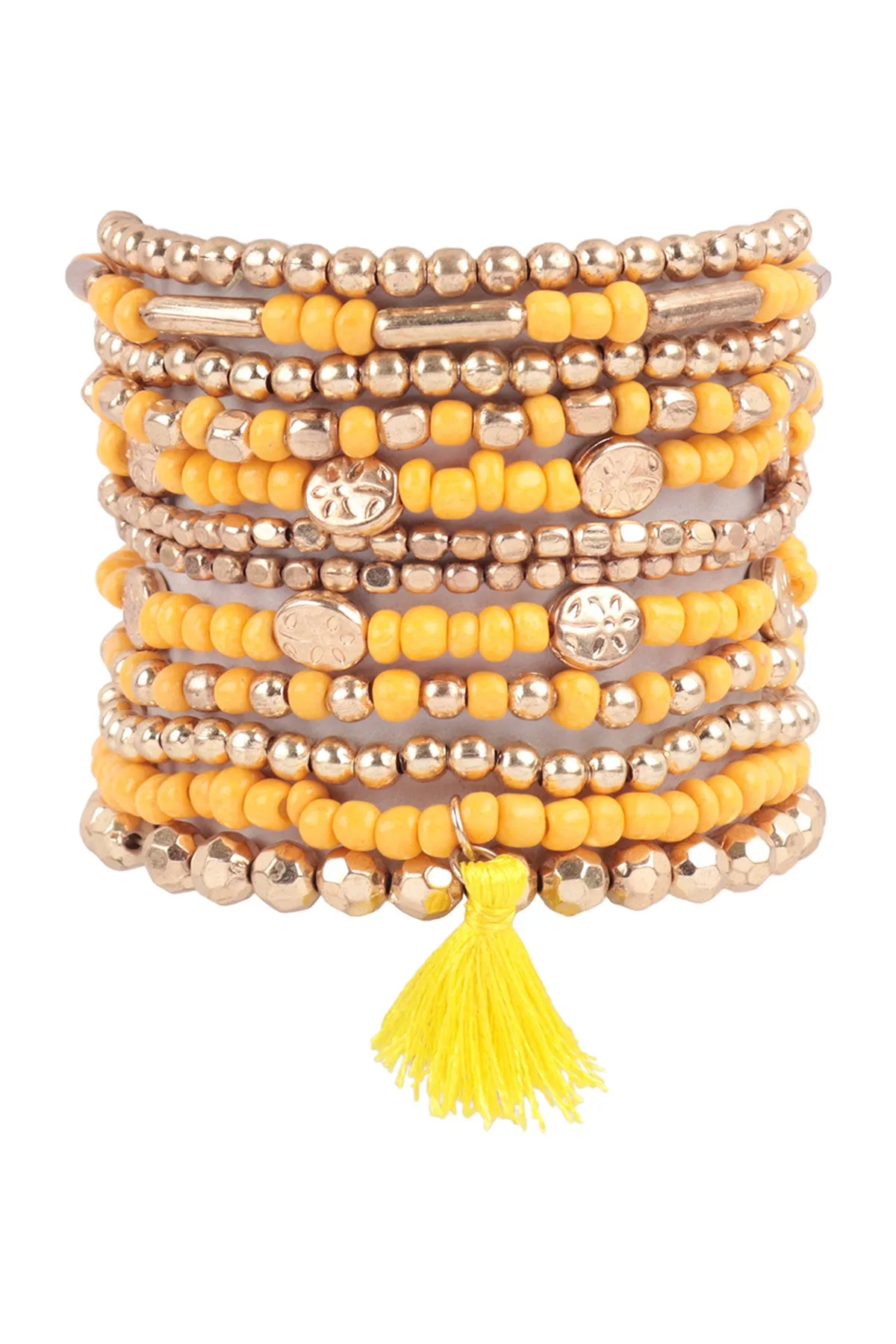 MULTI BEADS CCB TASSEL PENDANT LAYERED STACKABLE VERSATILE CHARM BRACELET
