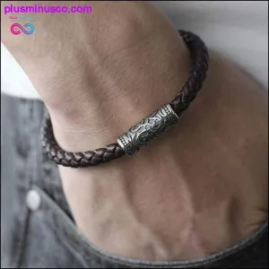 Multi-layer Braided Black Leather Stainless Steel Magnetic