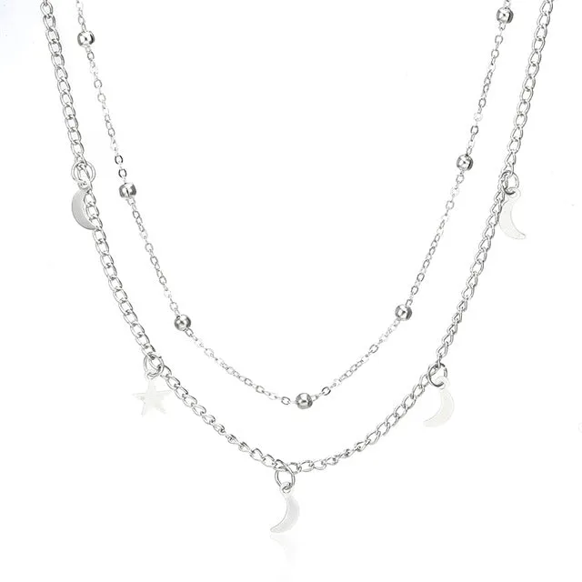 Multilayer Coin Tassels Lariat Bar Necklace