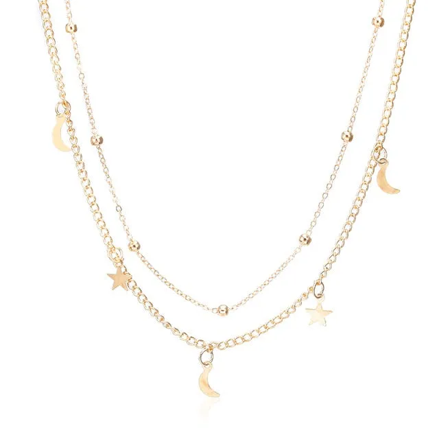 Multilayer Coin Tassels Lariat Bar Necklace