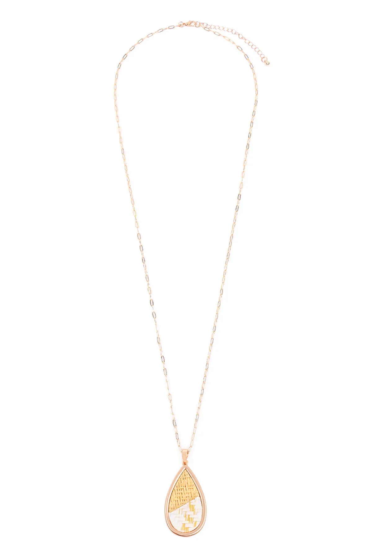 MYN1394 - TEARDROP SHAPE RATTAN PENDANT NECKLACE