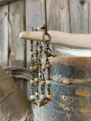 Natural Agate Triple Strand Bracelet