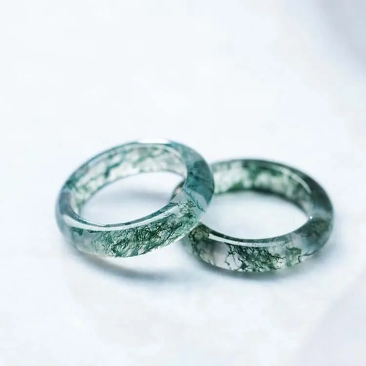 Natural Moss Agate And Chalcedony Ring
