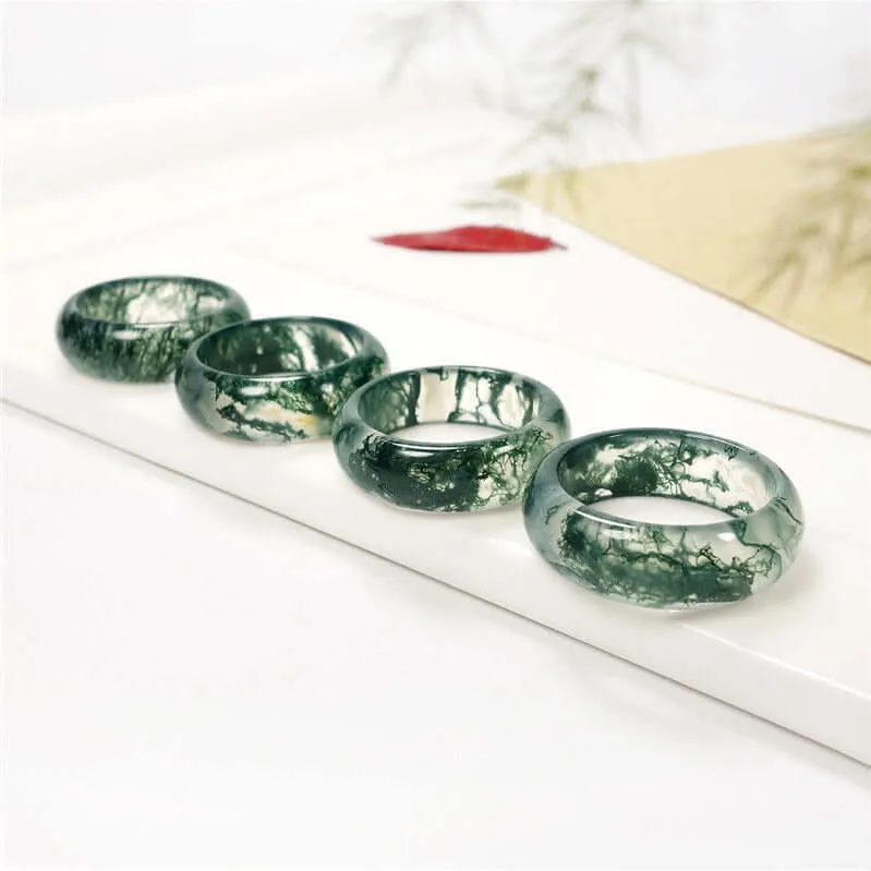 Natural Moss Agate And Chalcedony Ring