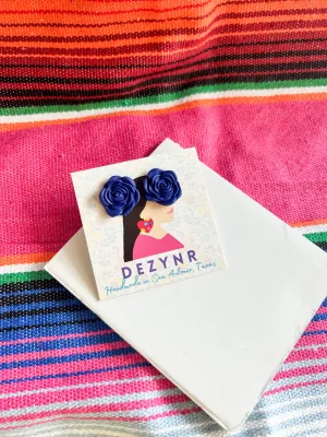 Navy Rose Studs