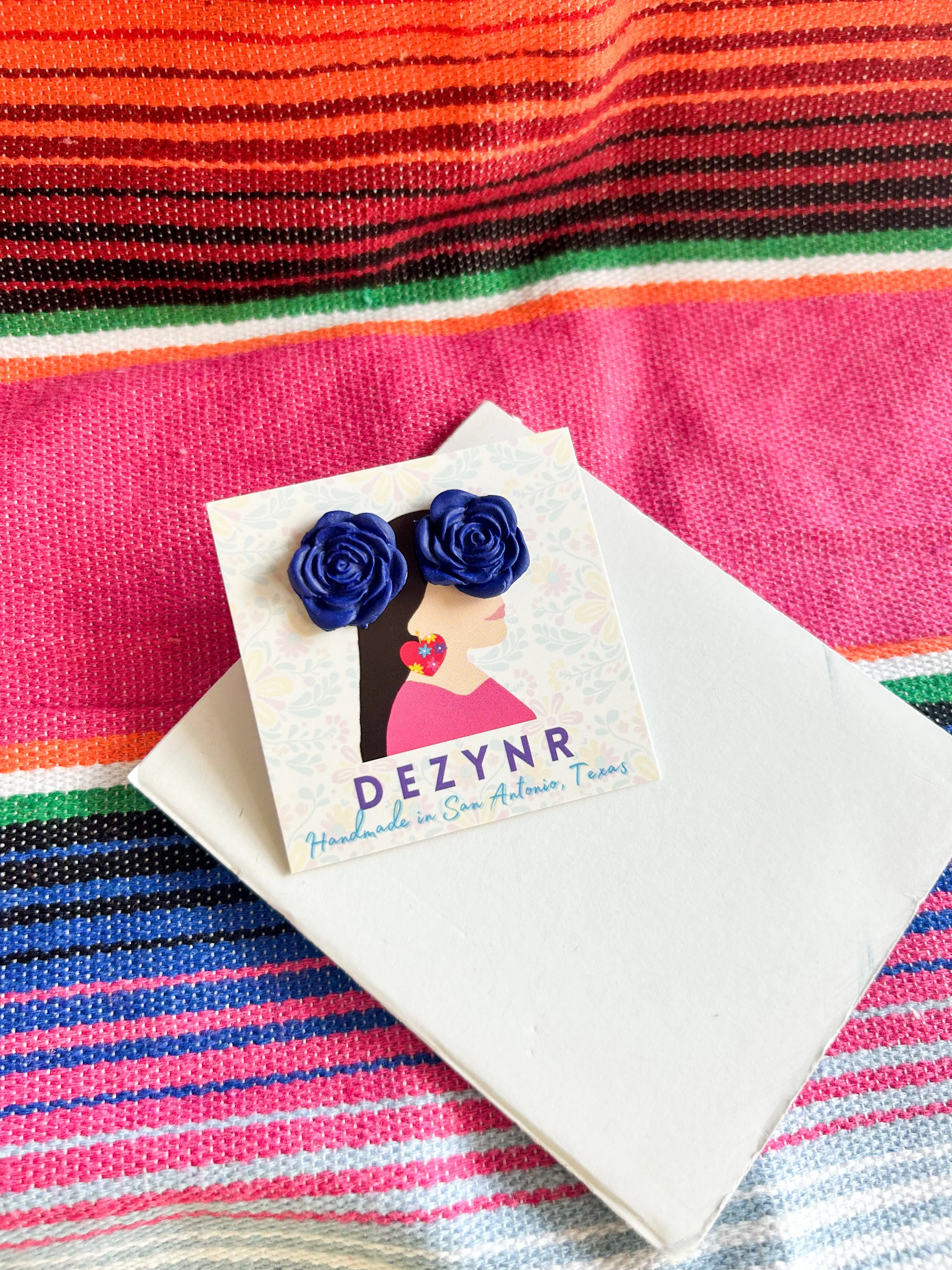 Navy Rose Studs