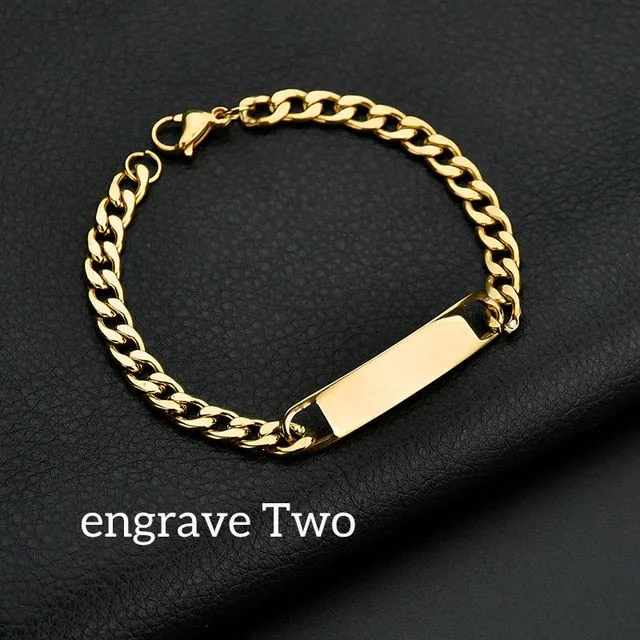 Nextvance Customized Engraving Nameplate Couple Bracelet Stainless Steel Chain Id Tag Bracelets For Lover Valentines Day