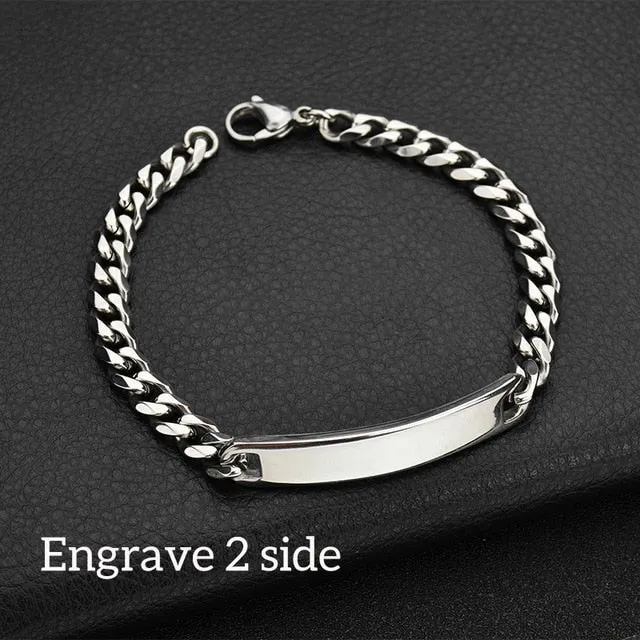 Nextvance Customized Engraving Nameplate Couple Bracelet Stainless Steel Chain Id Tag Bracelets For Lover Valentines Day