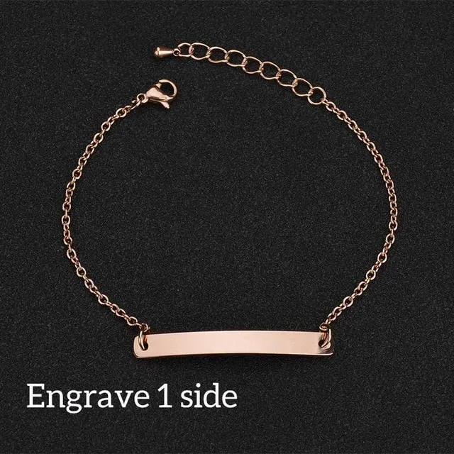 Nextvance Customized Engraving Nameplate Couple Bracelet Stainless Steel Chain Id Tag Bracelets For Lover Valentines Day