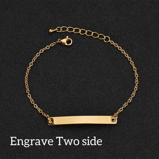 Nextvance Customized Engraving Nameplate Couple Bracelet Stainless Steel Chain Id Tag Bracelets For Lover Valentines Day