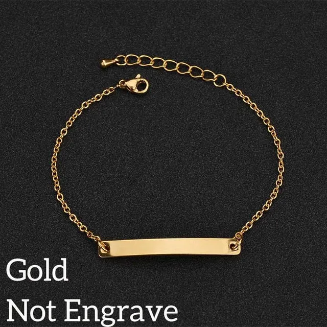 Nextvance Customized Engraving Nameplate Couple Bracelet Stainless Steel Chain Id Tag Bracelets For Lover Valentines Day