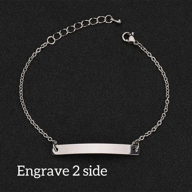 Nextvance Customized Engraving Nameplate Couple Bracelet Stainless Steel Chain Id Tag Bracelets For Lover Valentines Day