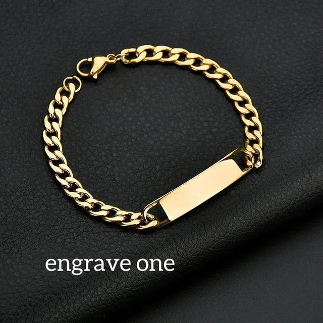 Nextvance Customized Engraving Nameplate Couple Bracelet Stainless Steel Chain Id Tag Bracelets For Lover Valentines Day