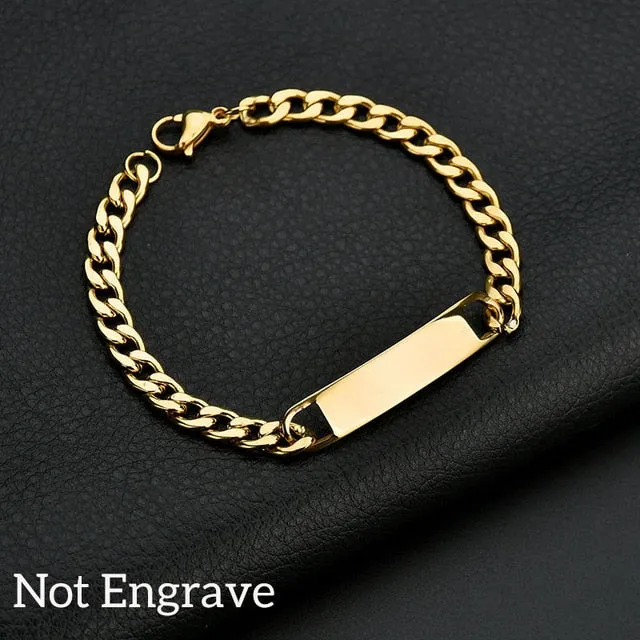 Nextvance Customized Engraving Nameplate Couple Bracelet Stainless Steel Chain Id Tag Bracelets For Lover Valentines Day