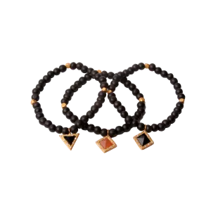 Nubia Geometric Charm Beaded Bracelet Trio