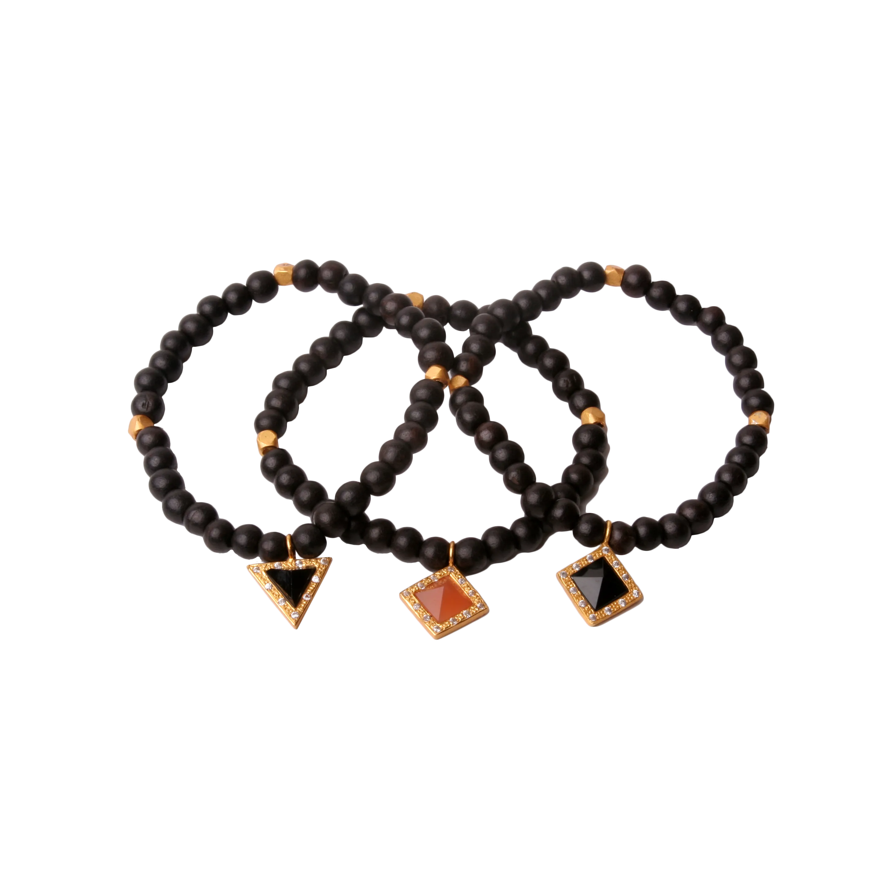 Nubia Geometric Charm Beaded Bracelet Trio