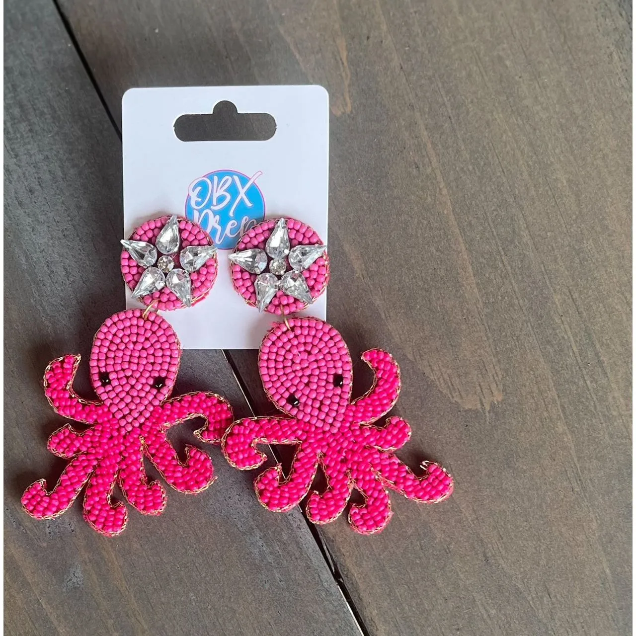 Octopus Beach Seed Beaded Drop Earrings S
