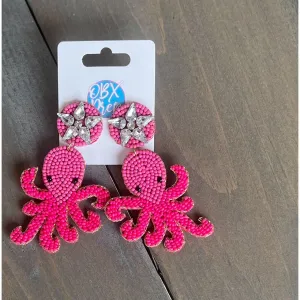 Octopus Beach Seed Beaded Drop Earrings S