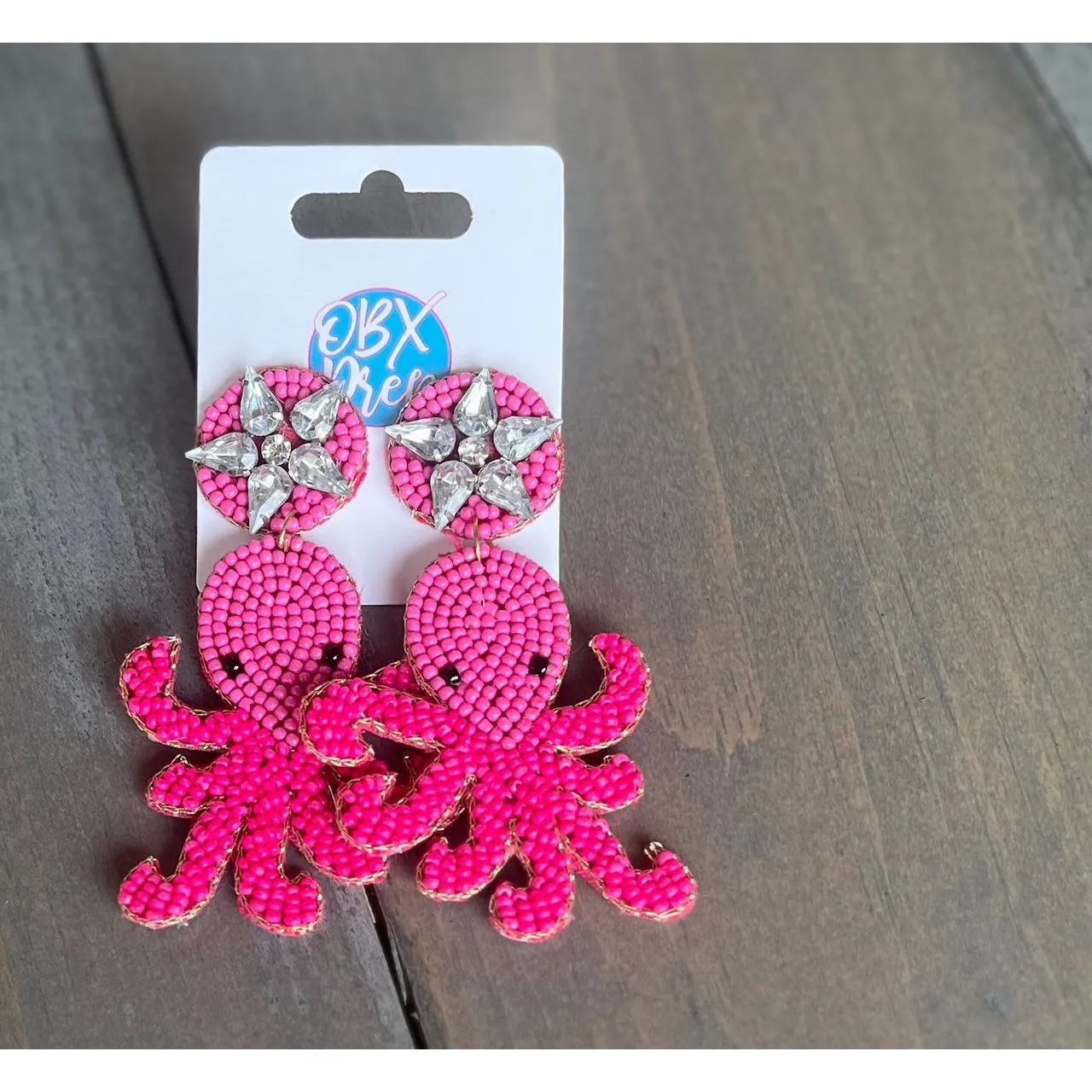 Octopus Beach Seed Beaded Drop Earrings S