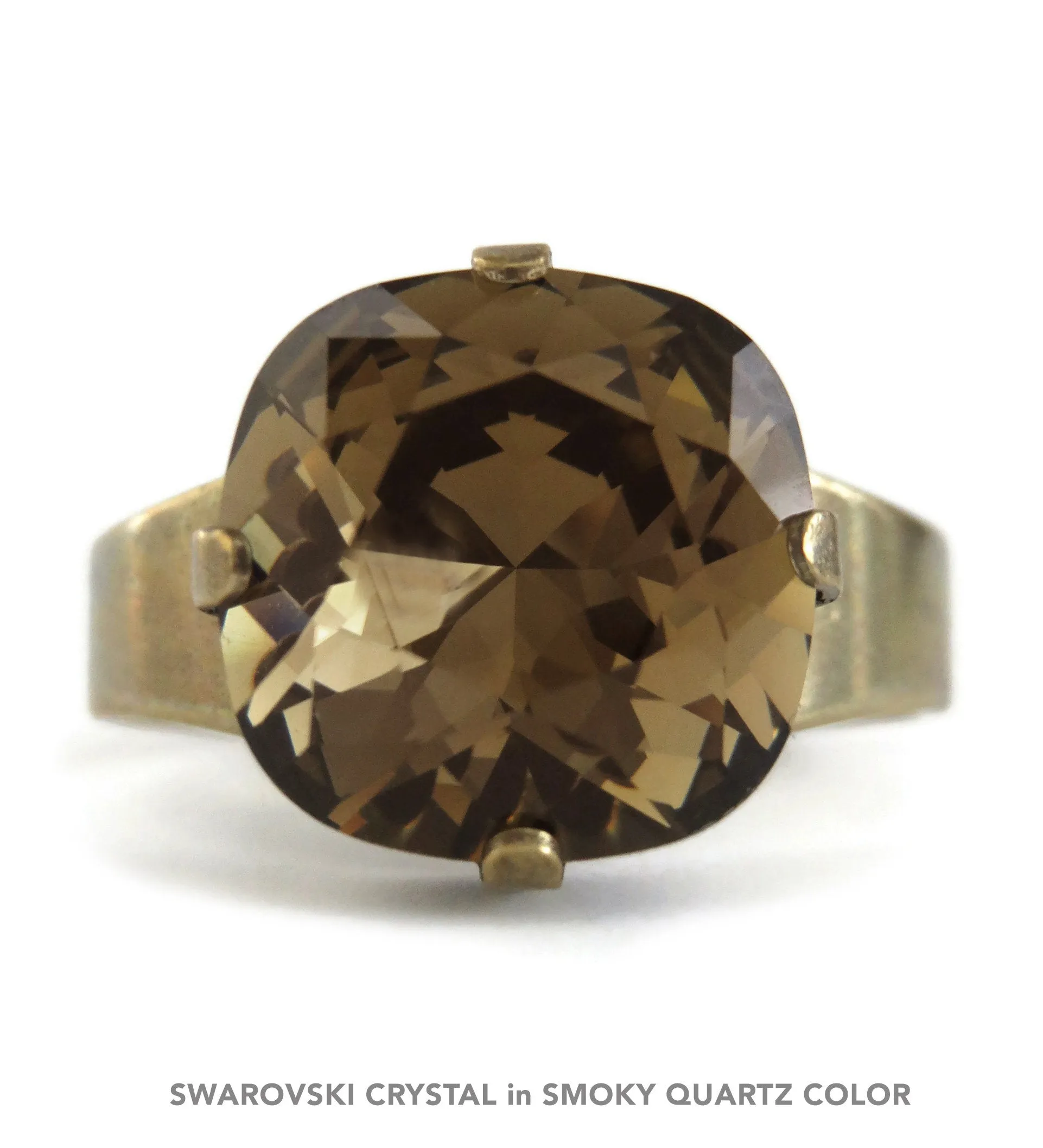 OF THE EARTH - Smoky Quartz and Dark Topaz Color Crystal Rings