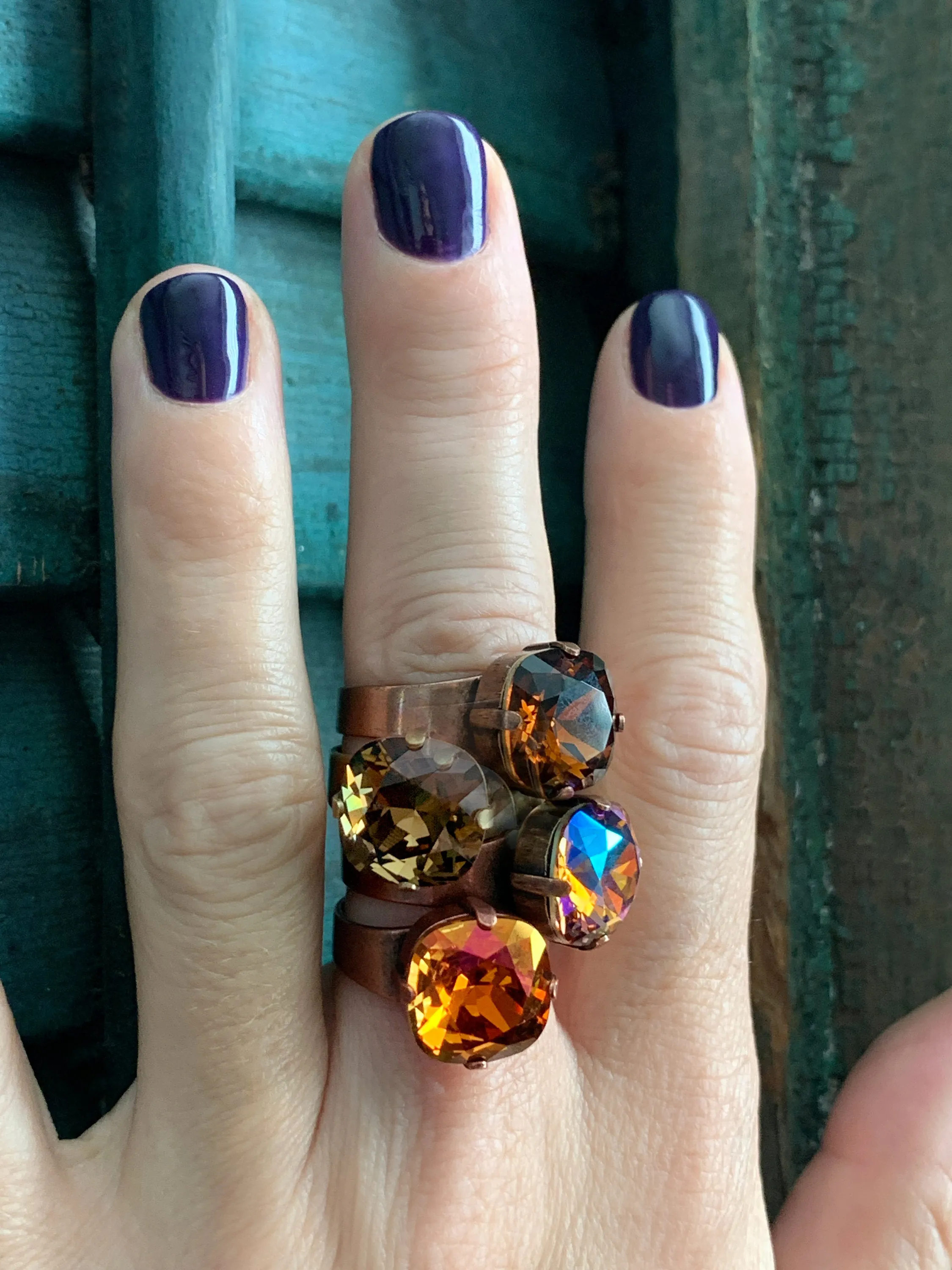 OF THE EARTH - Smoky Quartz and Dark Topaz Color Crystal Rings