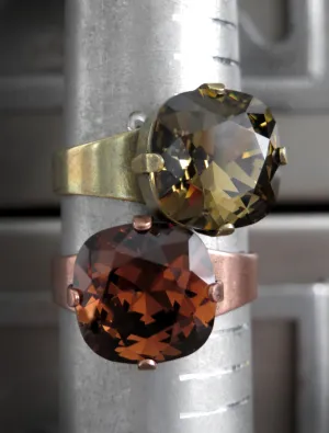 OF THE EARTH - Smoky Quartz and Dark Topaz Color Crystal Rings