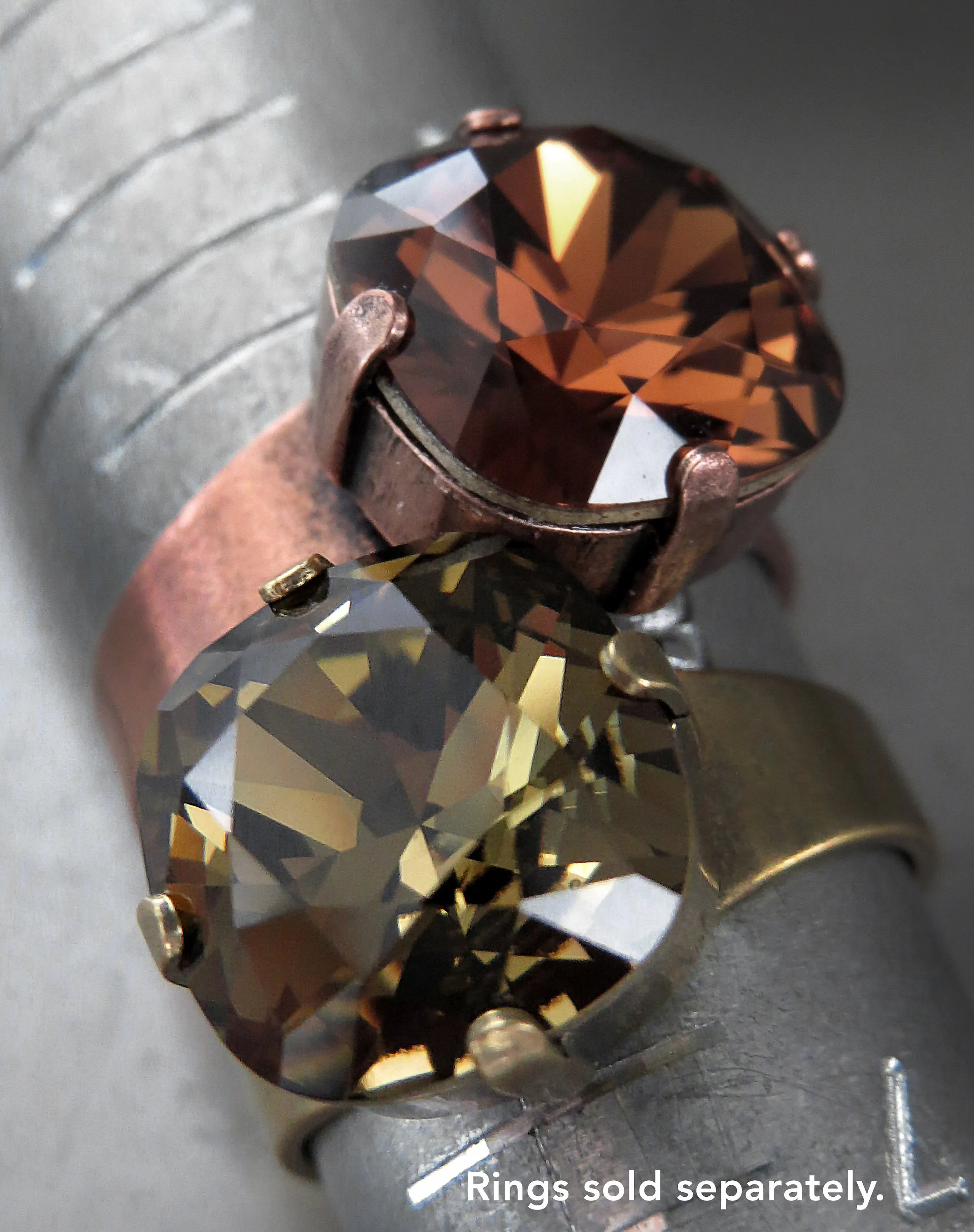 OF THE EARTH - Smoky Quartz and Dark Topaz Color Crystal Rings