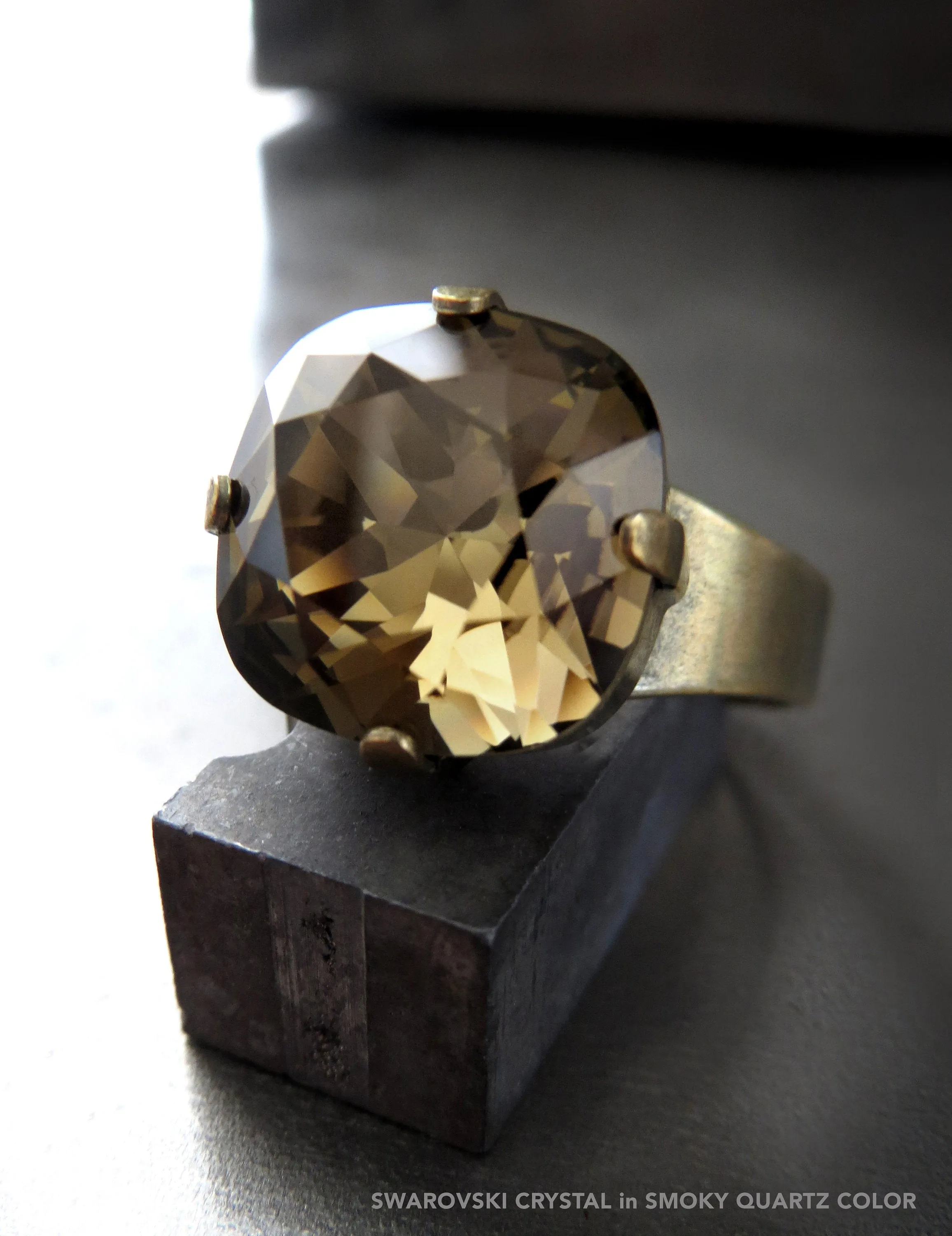OF THE EARTH - Smoky Quartz and Dark Topaz Color Crystal Rings