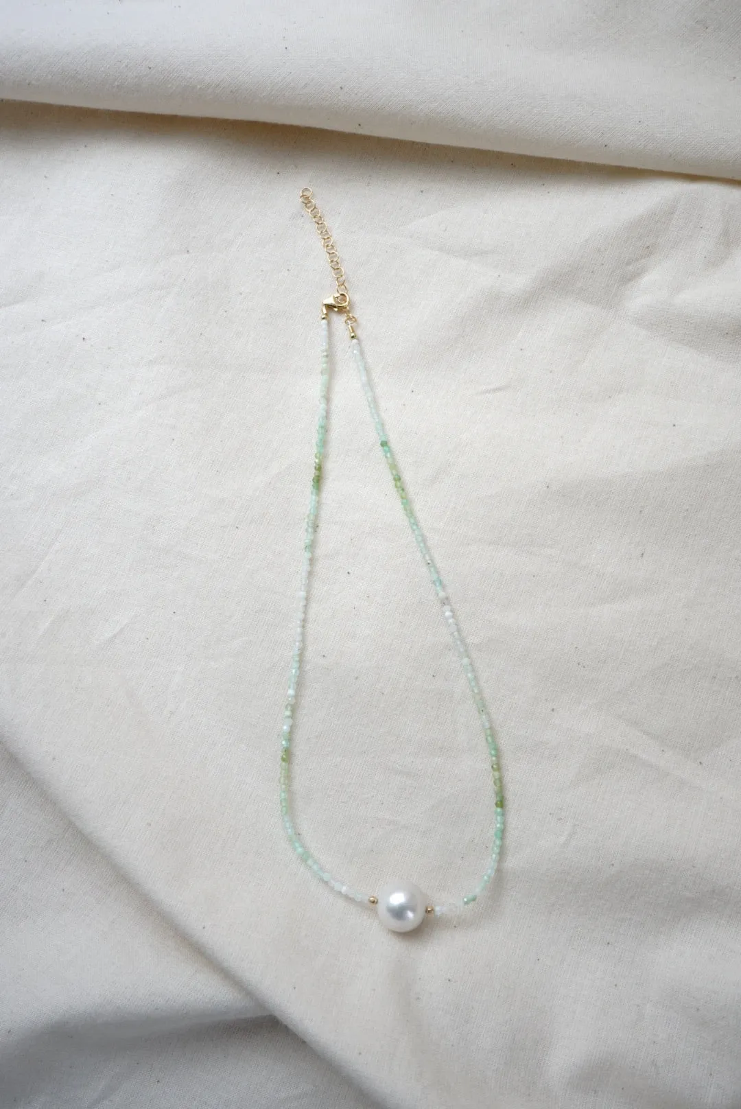Ombre Chrysophase & White Pearl Necklace