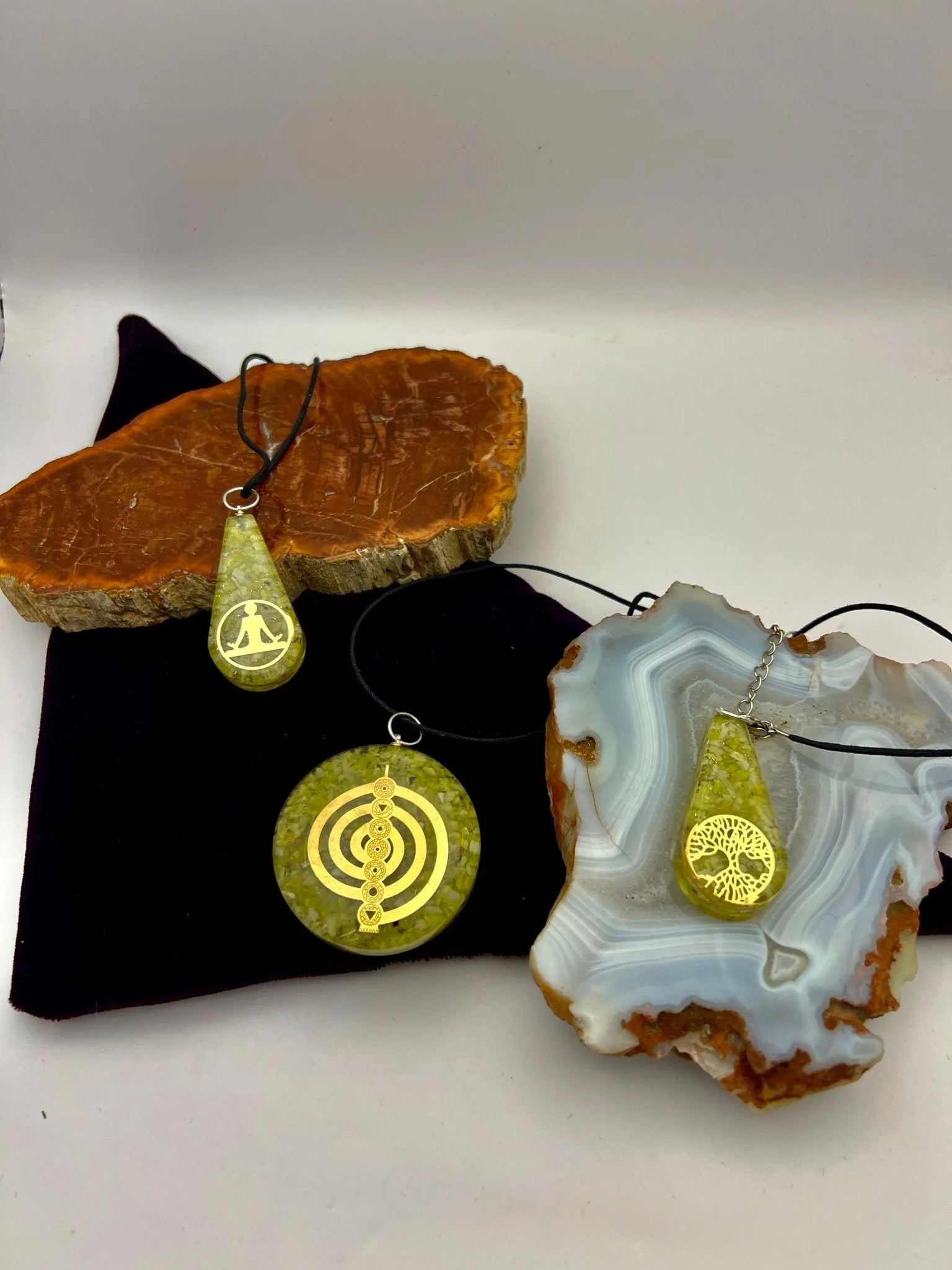 Orgonite Gemstone Pendants with Cord