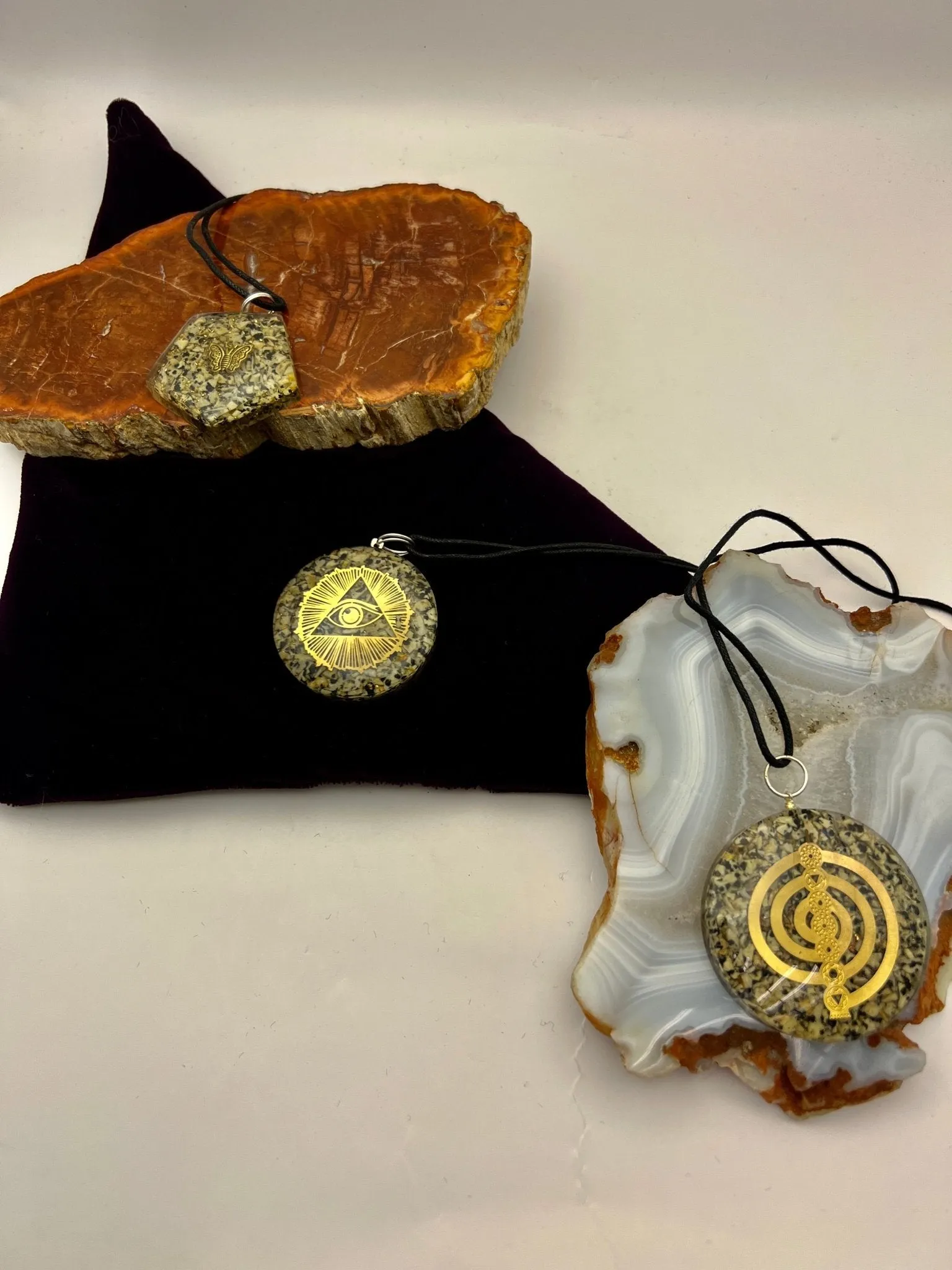 Orgonite Gemstone Pendants with Cord