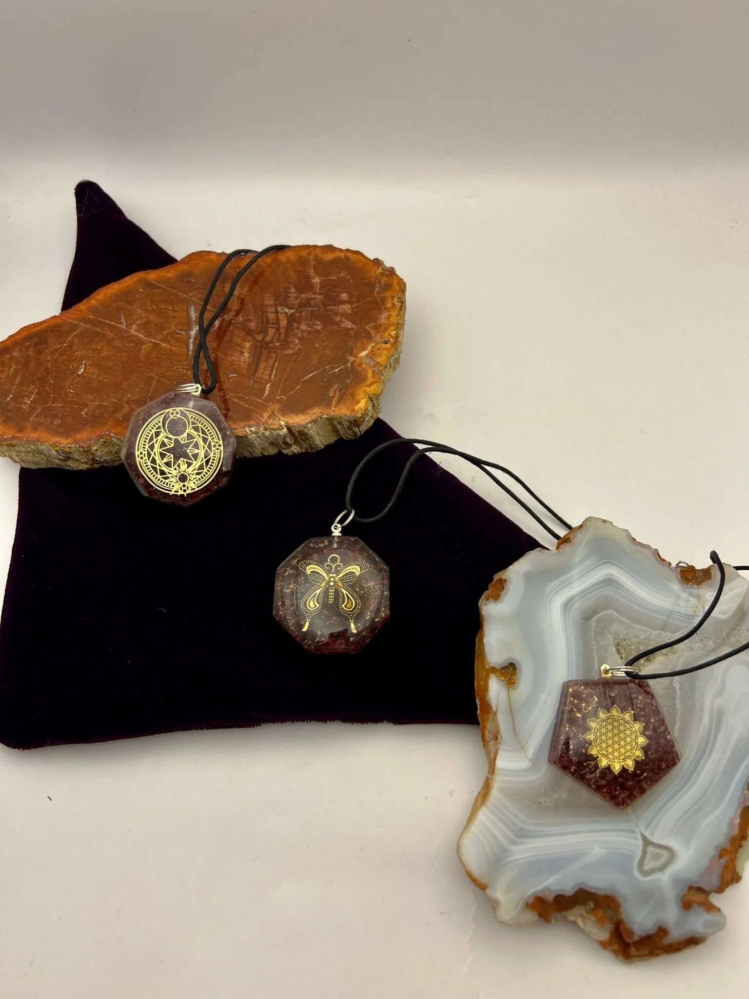 Orgonite Gemstone Pendants with Cord
