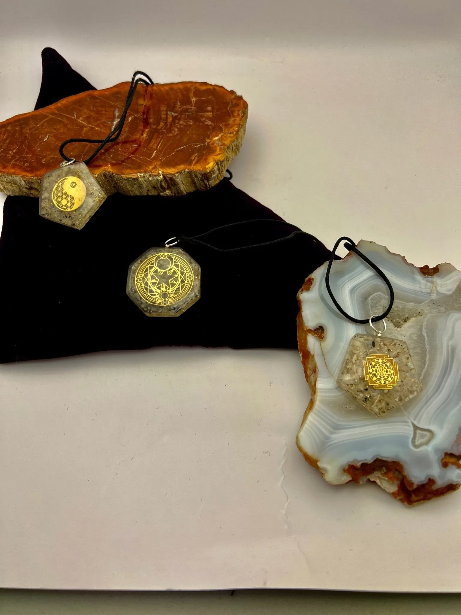 Orgonite Gemstone Pendants with Cord